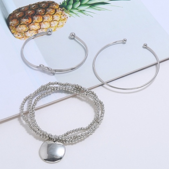 2/$20!  Curated Set of 3 Silver Bracelets - Picture 5 of 8